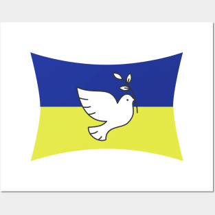 Peace dove with ukrainian flag Posters and Art